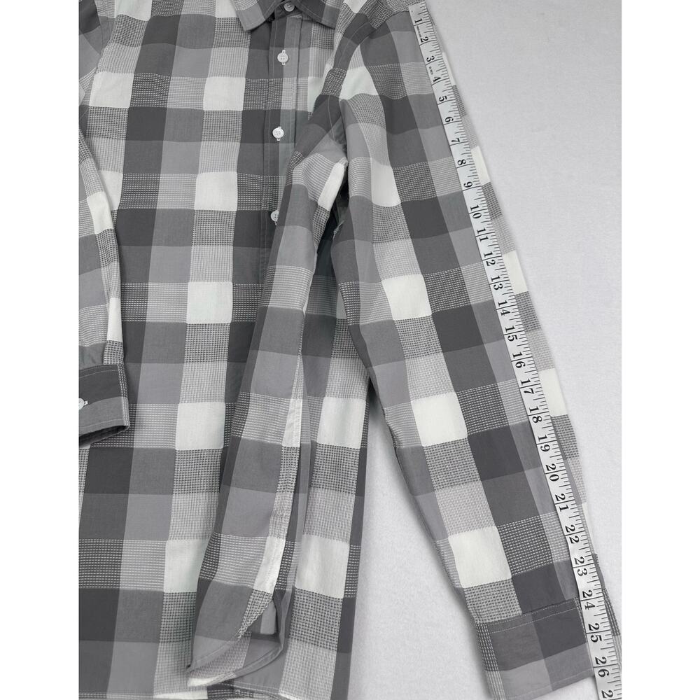 Burberry Brit Gray White Plaid Check Button Down Shirt Mens XL Equestrian Knight - Picture 10 of 14